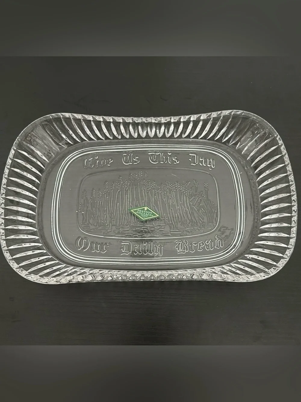 Shannon Crystal Ireland Handcrafted Lead Crystal Give Us This Day Bread Tray